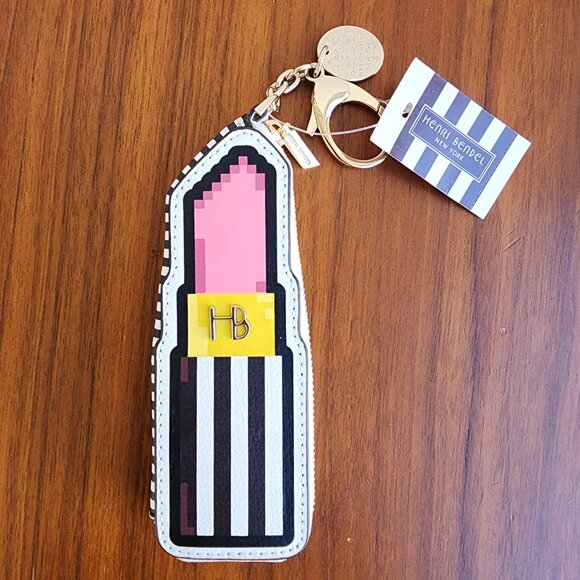 NWT Henri Bendel Lipstick Motif Coin Purse Charm Keychain - comes w/HB giftbag - Picture 3 of 7